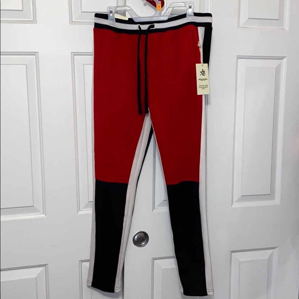 Red and Black colorblock Track Pants new with tags